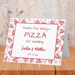 Hochzeitspizza Rote Italienische Hand Drawn Funny Dankeskarte