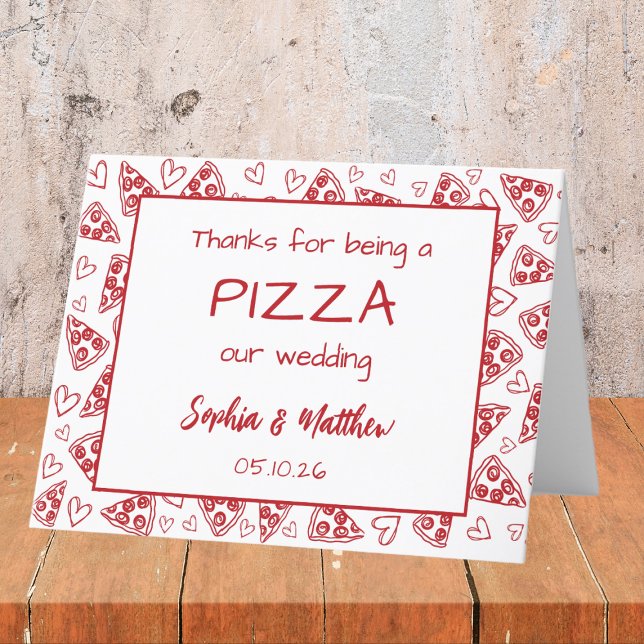 Hochzeitspizza Rote Italienische Hand Drawn Funny Dankeskarte (Von Creator hochgeladen)