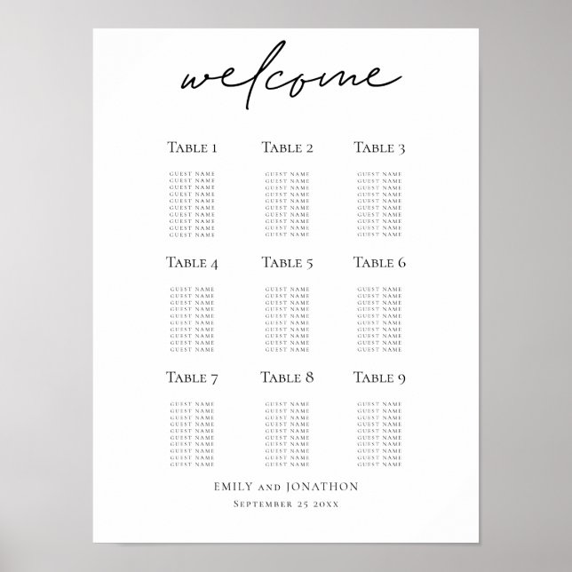 Hochzeitsplan Begrüßungsskript druckbar Poster (Vorne)