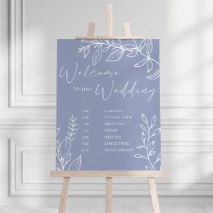 Hochzeitsplan Blaue Blumen Poster