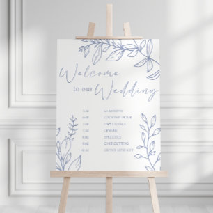 Hochzeitsplan Blaue Blumen Poster