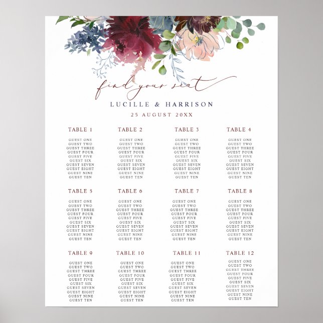 Hochzeitsplan für Burgund und Seestreitkräfte Poster (Vorne)