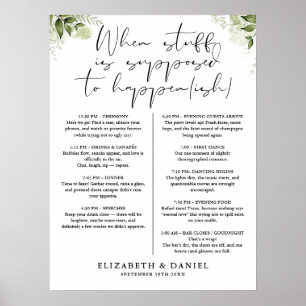 Hochzeitsplan mit Blumendekor Schild