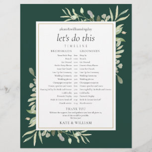Hochzeitsplan Zeitstrahl Smaragdgrün