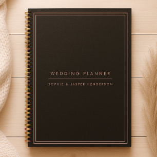 Hochzeitspläne Elegante Imitate Rose Gold und Schw Planer