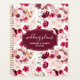 Hochzeitspläne für Burgund & Blush Pink Chic Flora Planer