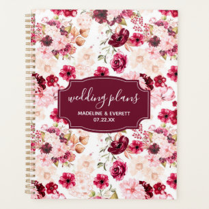 Hochzeitspläne für Burgund & Blush Pink Chic Flora Planer