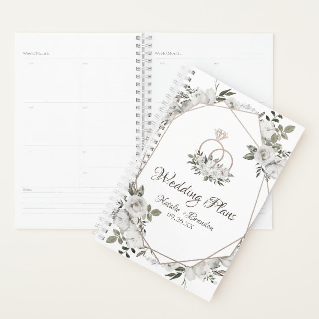 Hochzeitspläne für geometrische Cherish White Flor Planer (Anzeige)