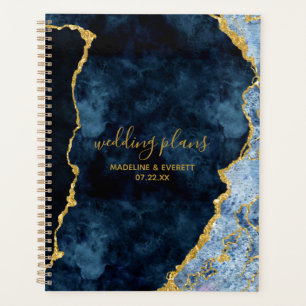 Hochzeitspläne für Navy Blue Gold Foil Agate Marbl Planer