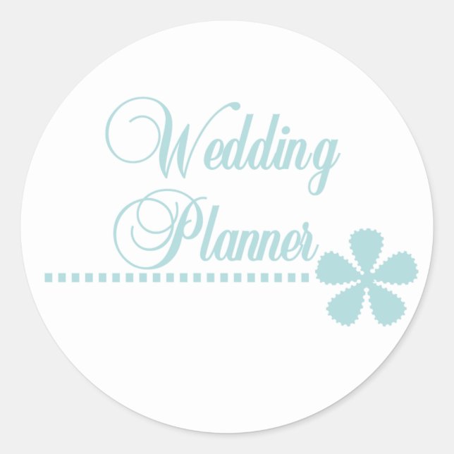 Hochzeitsplaner Aquamarin Elegance Runder Aufkleber (Vorderseite)
