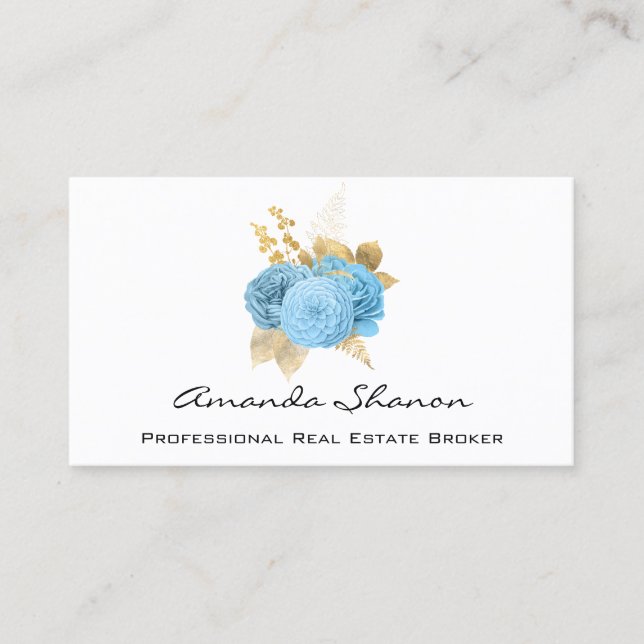 Hochzeitsplaner Blue Gold Rose Logo QR CODE Visitenkarte (Vorderseite)