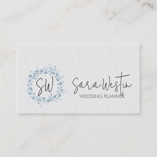 Hochzeitsplaner Blumenmonogramm  Visitenkarte (Vorderseite)