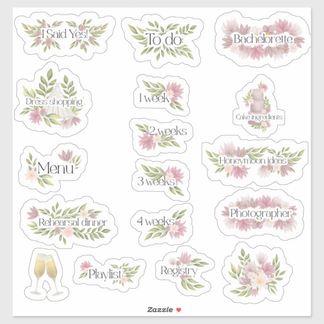 Hochzeitsplaner Bridal Aufkleber (Blatt)