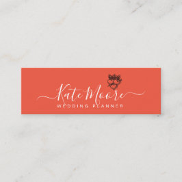 Hochzeitsplaner Crown Hearts Red Orange Mini Visitenkarte