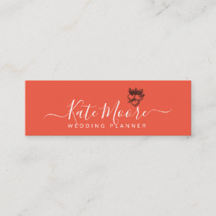 Hochzeitsplaner Crown Hearts Red Orange Mini Visitenkarte