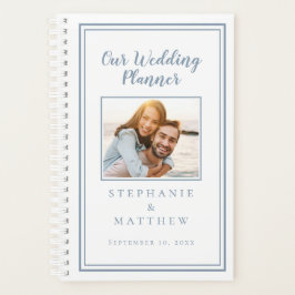 Hochzeitsplaner Custom Foto Dusty Blue & White Planer