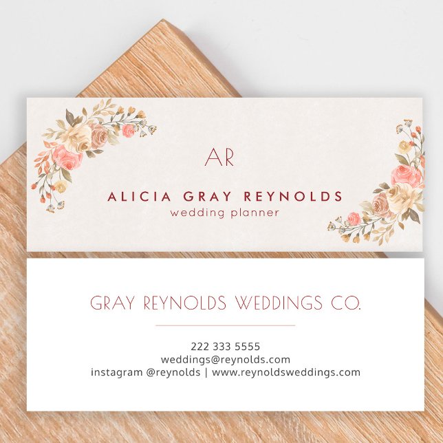 Hochzeitsplaner für Elfenbein Monogram Watercolor Mini Visitenkarte (Von Creator hochgeladen)