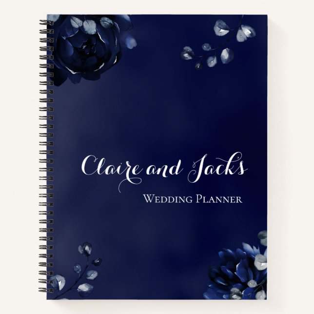 Hochzeitsplaner für Navy Peony Assembly Notizbuch (Vorderseite)