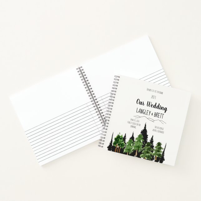 Hochzeitsplaner für rustikales Waldwasser Notizbuch (Innenseite)
