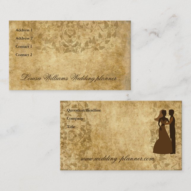 Hochzeitsplaner für Vintagen Brautgroom Visitenkarte (Vorne/Hinten)