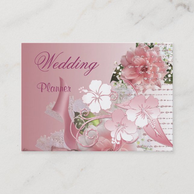 Hochzeitsplaner für Visitenkarten Rosa Visitenkarte (Vorderseite)