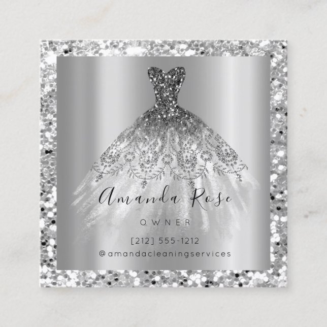 Hochzeitsplaner Glitzer Silver Gray Terminkarte (Vorderseite)