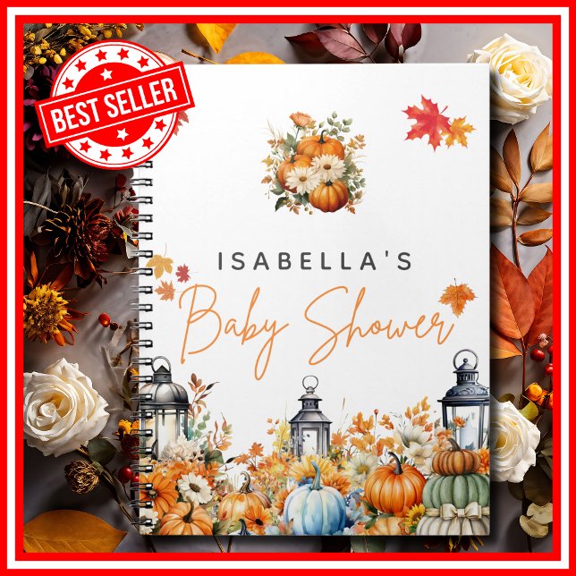 Hochzeitsplaner Kleine Pumpkin Floral Baby Dusche Notizblock (A Little Pumpkin is on the Way Fall Autumn Floral Baby Shower Notebook )