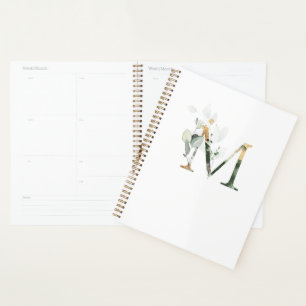 Hochzeitsplaner Monogram M Elegante Grüne Planer