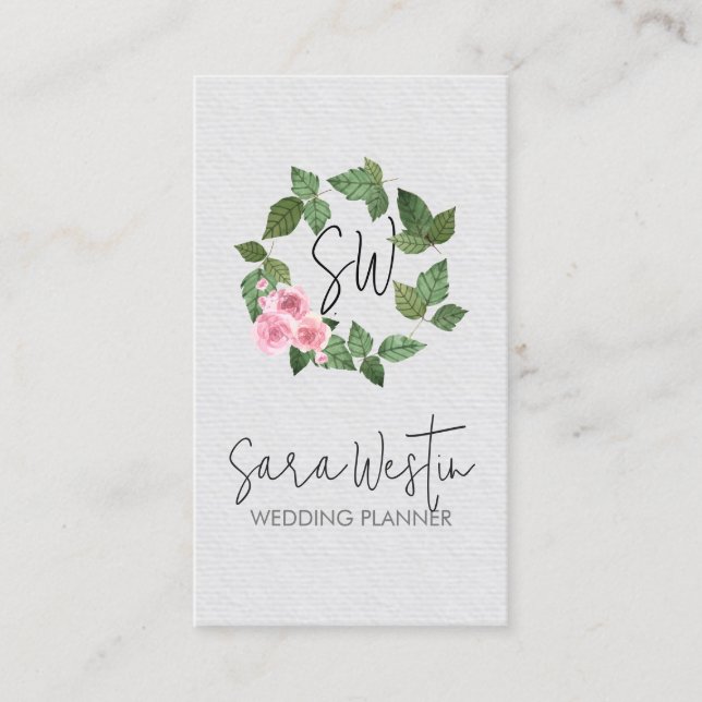 Hochzeitsplaner-Monogramm Visitenkarte (Vorderseite)