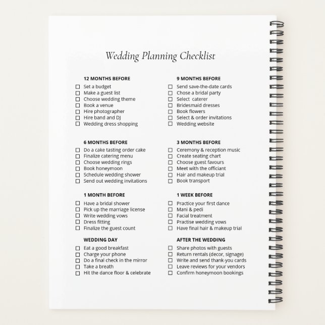 Hochzeitsplaner Planer (Rückseite)