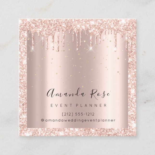 Hochzeitsplaner Rose Gold Confetti Tropfen Lux Terminkarte (Vorderseite)