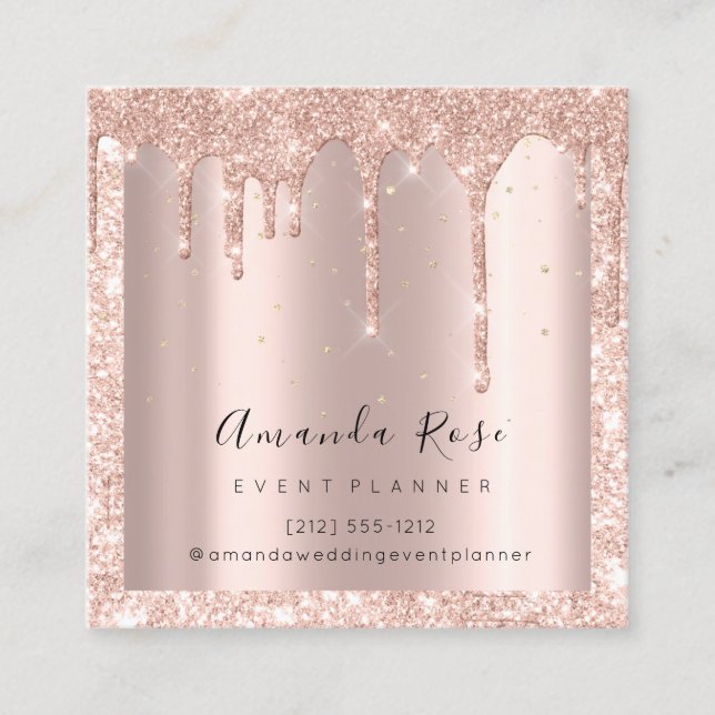 Hochzeitsplaner Rose Gold Confetti Tropfen VIP Terminkarte (Vorderseite)
