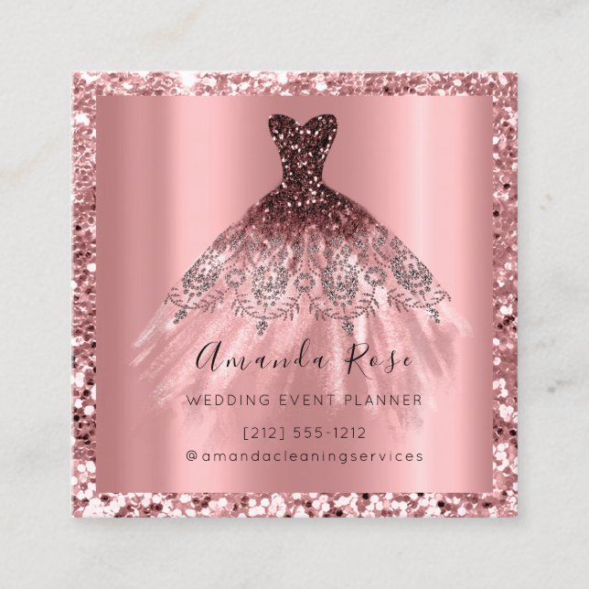 Hochzeitsplaner Rose Gold Glitzer Spark Terminkarte (Vorderseite)