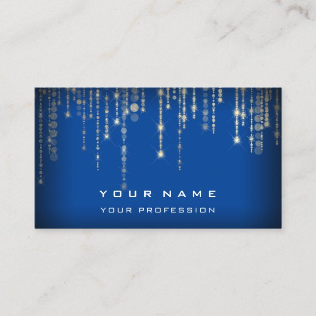 Hochzeitsplaner Schwarz-weiß Blu Gold Streicher Visitenkarte (Vorderseite)