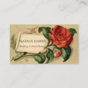 Hochzeitsplaner Vintage Victorian rote Magnolie Visitenkarte