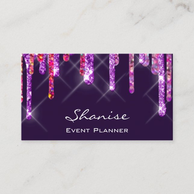 Hochzeitsplaner Violet Tropfen Lila rosa Visitenkarte (Vorderseite)