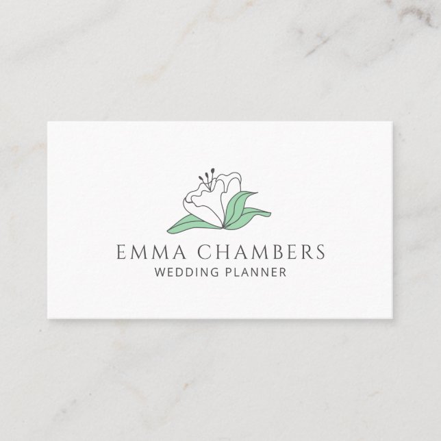 Hochzeitsplaner Weiße Blume Visitenkarte (Vorderseite)