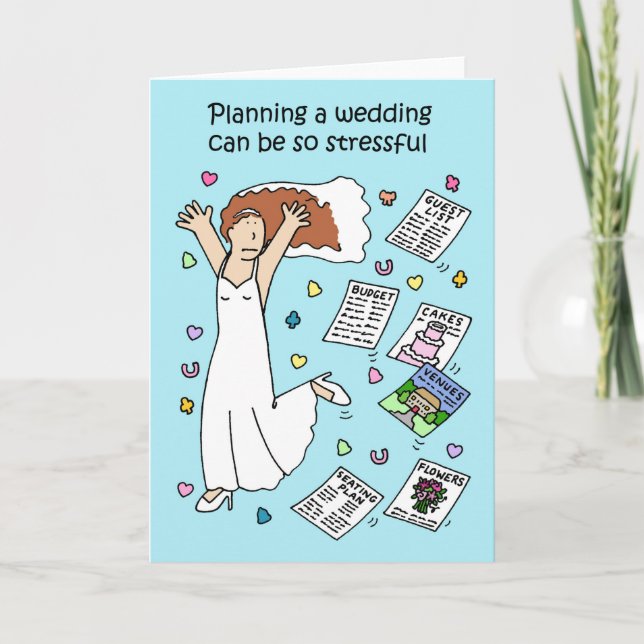Hochzeitsplanung Bridal Cartoon Karte (Vorderseite)