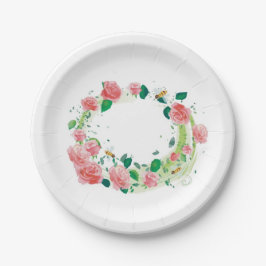 Hochzeitsplatte mit Rose und Bienen Pappteller