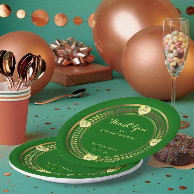 Hochzeitsplattform für Grüne Liebe-Papier-Party Pappteller (Multi)