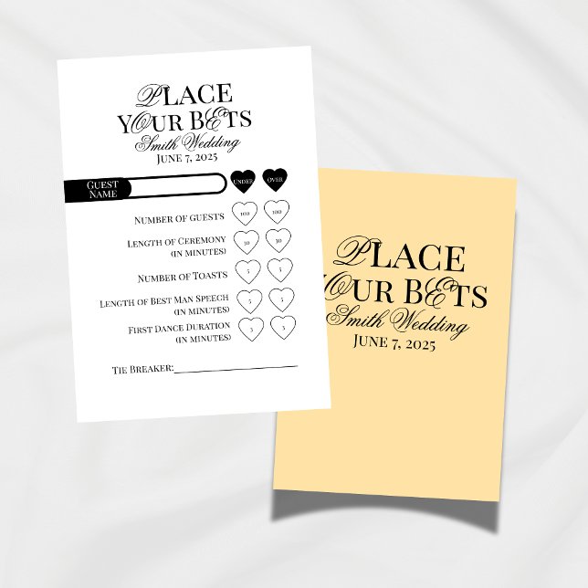 Hochzeitsplatz für Ihre Wetten Tischnummer (Add extra excitement to your wedding day with this fun "Place Your Bets" Wedding Game!)