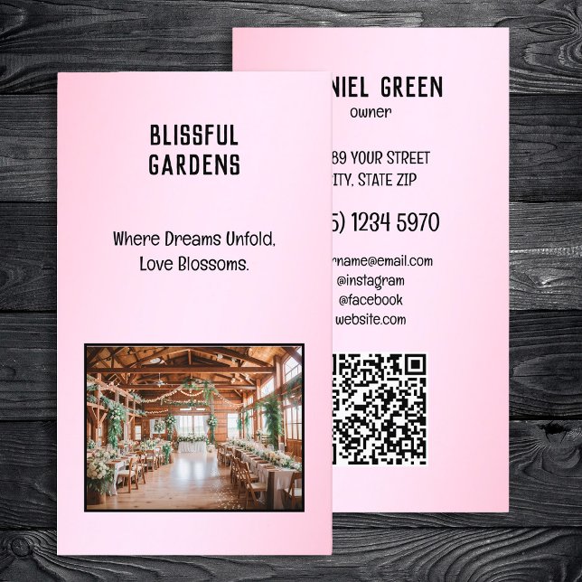 Hochzeitsplatz QR Foto Visitenkarte (Wedding Venue QR Photo Business Cards)
