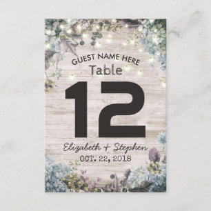 Hochzeitsplatz-Tischnummer Chic Floral Holzlichter Einladung
