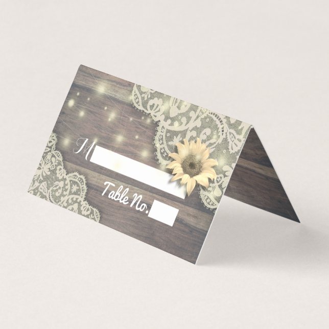 Hochzeitsplatz Tischnummer Spitzen Sonnenblumen Ho (Vorderseite)