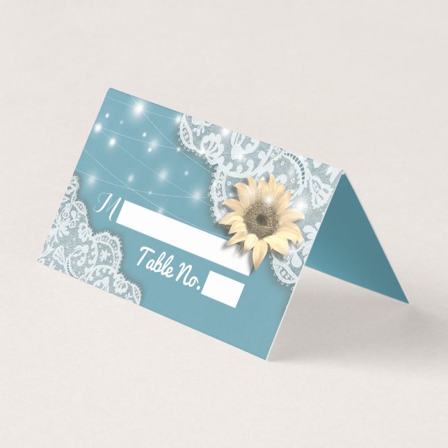 Hochzeitsplatz Tischnummer Spitzen Sonnenblumen Li (Vorderseite)