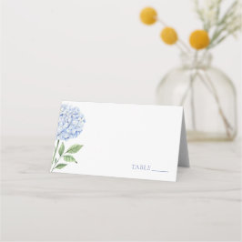 Hochzeitsplatzkarten, einzelne blaue Hortensie kla Platzkarte