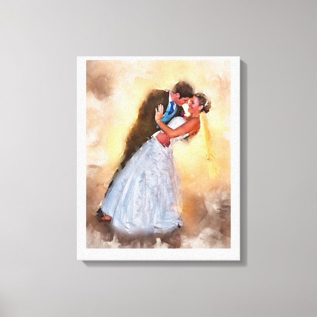 Hochzeitsportrait , personalisierte Geschenkkunst Leinwanddruck (Vorderseite)