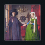 Hochzeitsportrait von Jan Van Eyck Magnet<br><div class="desc">Dieses Bild stammt von Jan Van Eycks berühmtem flämischen Meisterwerk "Arnolfini Wedding Portrait", das als eines der wichtigsten und komplexesten Gemälde in der Geschichte der Western-Kunst gilt. Es ist ein Ölgemälde auf Eichenplatte, 82, 2 (Tafel 84, 5) cm × 60 (Tafel 62, 5) cm (32, 4 in 3, 6 Zoll)....</div>