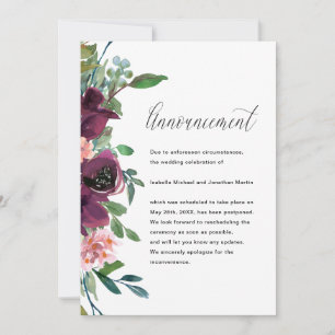 Hochzeitspostenponierungsankündigung mit Blumenmot Ankündigung