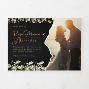 Hochzeitsposter – Paar-Fotografie Sunset Beach D Dreifach Gefaltete Einladung